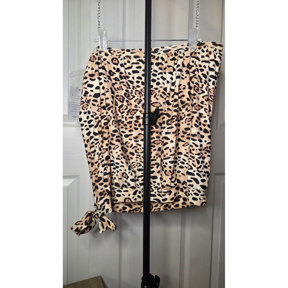Athena Womens Leopard‎ Print Bandeau Tankini Top Tan Black Blouson NWT - Picture 2 of 6